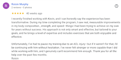5-star Google review from Roisin Murphy